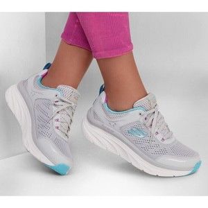 Skechers Women's Light Gray Relaxed Fit D'Lux Walker Shoes Infinite Motion Sz 8